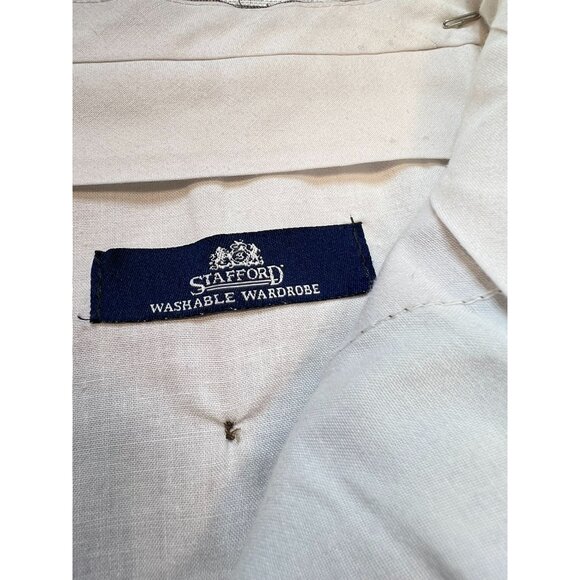 Stafford Men's Washable Wardrobe Wool Dress Pants Pleated Front Size 40x32 Khaki - Picture 4 of 10